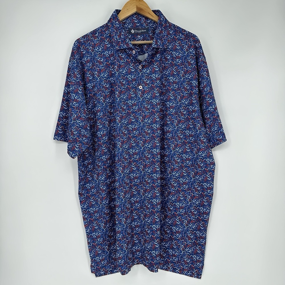 Donald Ross Men's USA Ribbon print polo moon valley country club golf 2XL